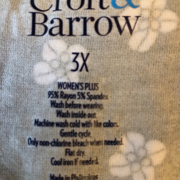 Womens CROFT & BARROW Semi Loose Sleeveless Top Size 3X Stretch Green White New - Picture 7 of 9
